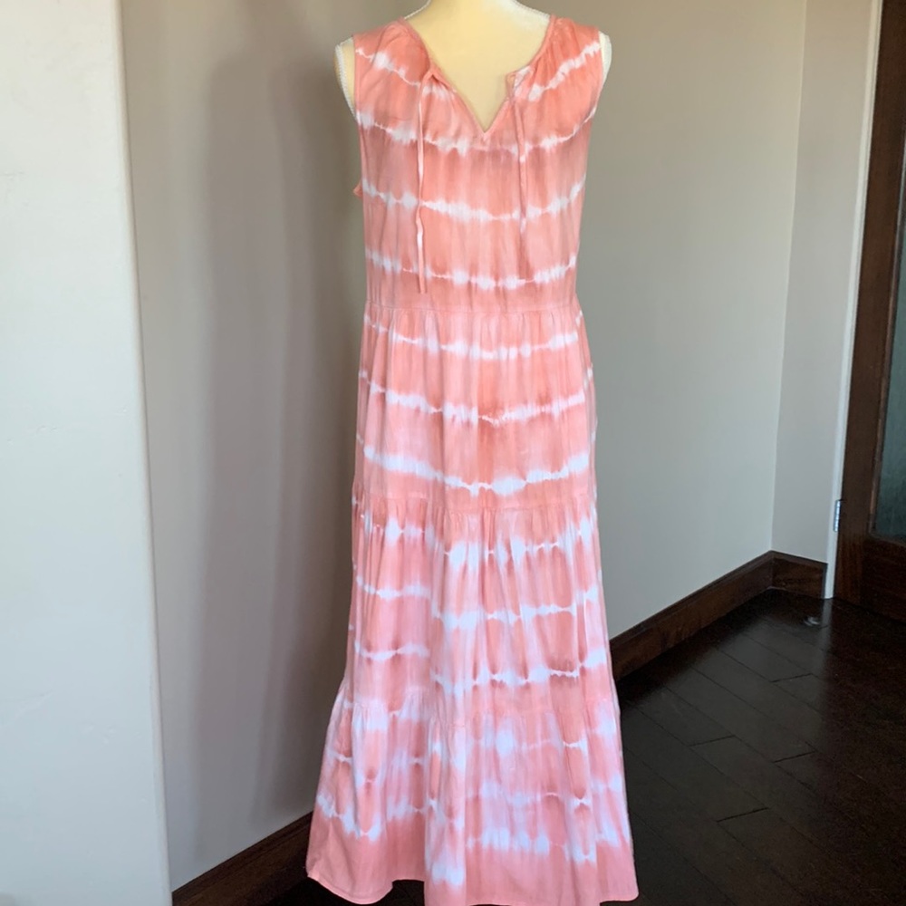 Old Navy Dress NWOT size Large Tall, peach, and white, tie-dye cotton blend